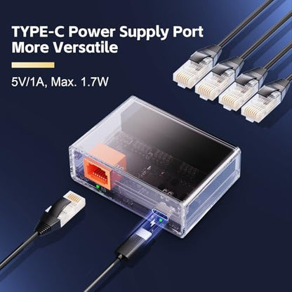 YuLinca Gigabit Ethernet Splitter 1 to 4 Ports, SPT14GE, 1000 Mbps