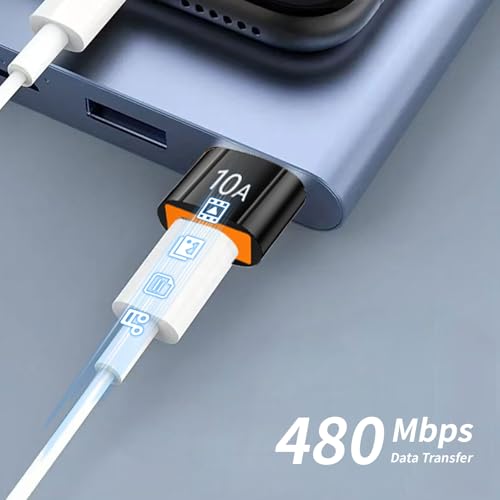 TFAK 10pcs-black-tfak usb 2.0 USB C Adapter, 200W Power Output, 480Mbps Data Transfer Speed, Not Smart Home Compatible, Black
