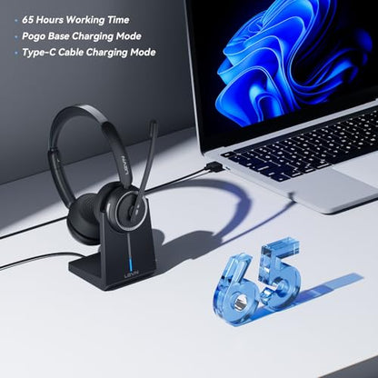 LEVN Wireless Headset LE-HS013 Wireless Bluetooth 5.2 with Noise Cancellation and Mute Feature