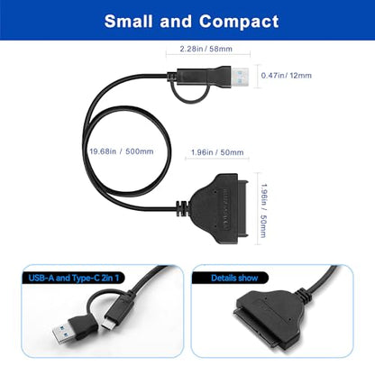 FARBOKO 8.7in UA1006A SATA to USB Adapter Cable Black