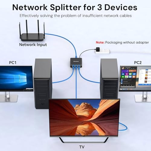 dockteck Ethernet Splitter 1 to 3 1000Mbps USB Powered RJ45 Network Adapter
