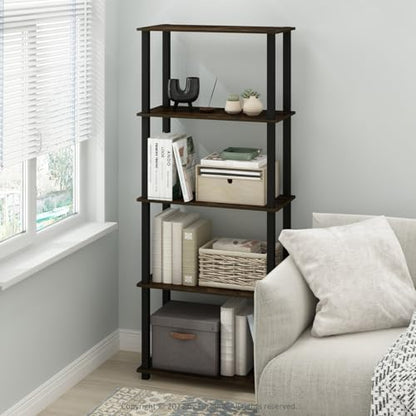 Furinno 2-Pack 3-Tier Storage Shelf Model 218025APBK Freestanding Toolless Engineered Wood Amber Pine