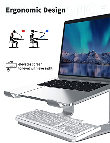 SOUNDANCE LS1 Laptop Stand, Aluminum Ergonomic Computer Riser for 10-15.6 Inch Laptops