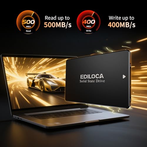 Ediloca 128GB ES106 Internal SSD 2.5" SATA III 6Gb/s 550 MB/s Read Speed 400 MB/s Write Speed 3D TLC NAND Solid State Drive