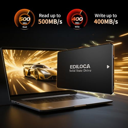 Ediloca 128GB ES106 Internal SSD 2.5" SATA III 6Gb/s 550 MB/s Read Speed 400 MB/s Write Speed 3D TLC NAND Solid State Drive