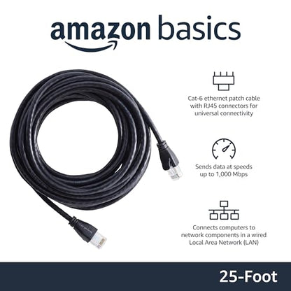 Amazon Basics 25ft Cat 6 Ethernet Patch Internet Cable, RJ45 Connector, 1 Gbps