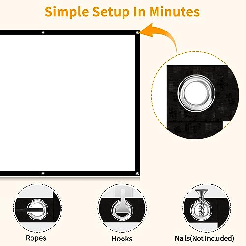 Taotique 72 inch Projector Screen 16:9 HD Portable Double-Sided Polyester Fabric