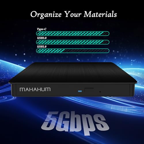 MAHAHUM External CD/DVD +/-RW Drive MAHAHUM-021 USB 3.0 5 Gbps Optical Drive