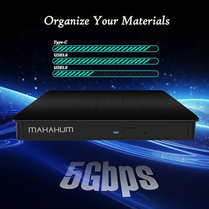 MAHAHUM External CD/DVD +/-RW Drive MAHAHUM-021 USB 3.0 5 Gbps Optical Drive