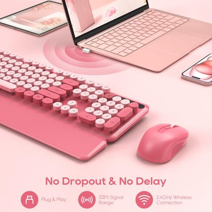 SABLUTE 1 Count CK23 Wireless Keyboard and Mouse Combo Hot Pink QWERTY Optical 104 Keys