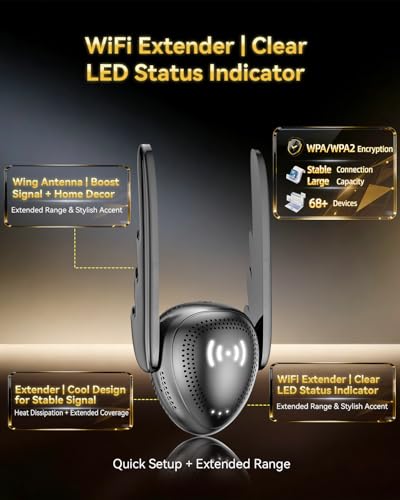 Laredas WiFi Extender Detachable Antenna Ethernet Port Enterprise-Grade Security Access Point Mode 1-Tap Setup
