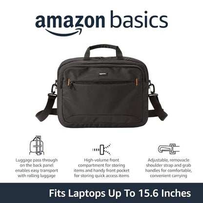 Amazon Basics 15.6" Laptop Bag Black Polyester 2 Compartments 3 Pockets