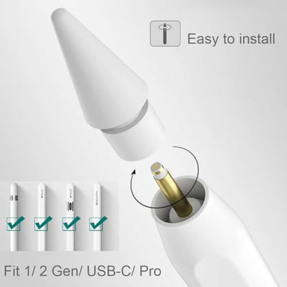 SIXFU 4 Pack Apple Pencil Compatible Tips Plastic White