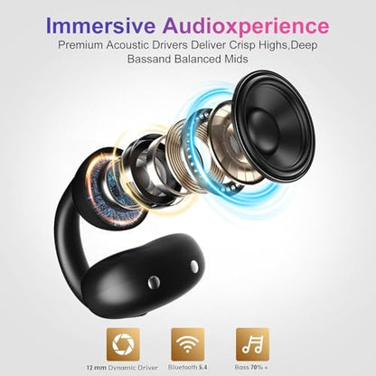 OHAYO A7 Wireless Open Ear Headphones Bluetooth 5.4 Black