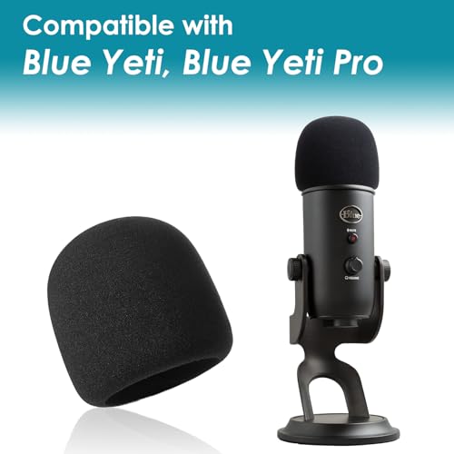 YOUSHARES 2PCS Blue Yeti Microphone Windscreen Set Model T28 Noise Reduction Foam and Furry Windscreen