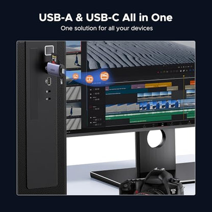 UGREEN 2-in-1 USB Type C/USB 3.0 Card Reader 2 Slot Compatible with MicroSD, SDHC, SDXC, MicroSDXC