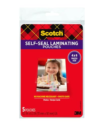 Scotch 4 x 6 Inches Self-Sealing Laminating Pouches, 3-Pack