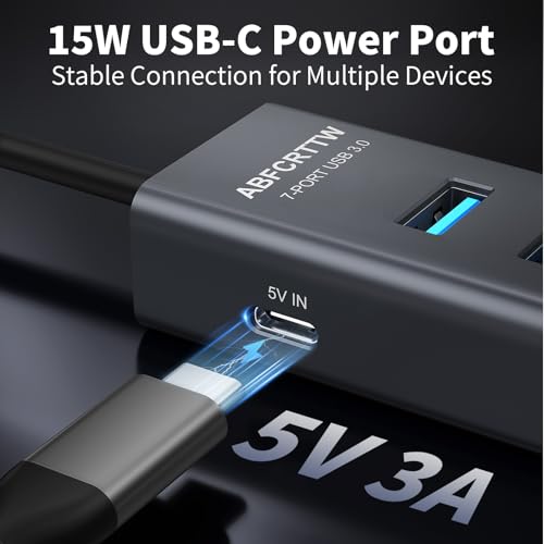 ABFCRTTW 4Ft 7-Port USB 3.0 Hub HB437 USB Multiport Adapter