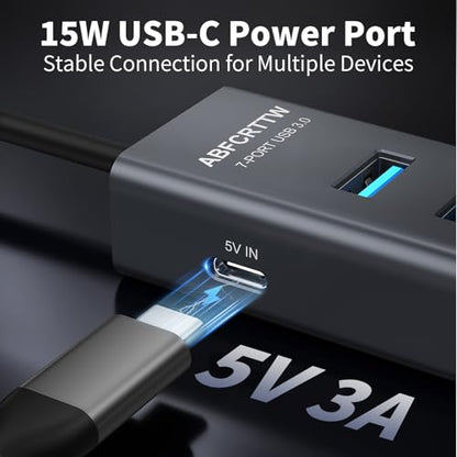 ABFCRTTW 4Ft 7-Port USB 3.0 Hub HB437 USB Multiport Adapter