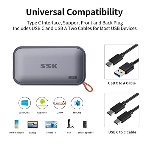 SSK 2TB SD500 External Solid State Drive USB 3.2 Gen 2 Portable SSD