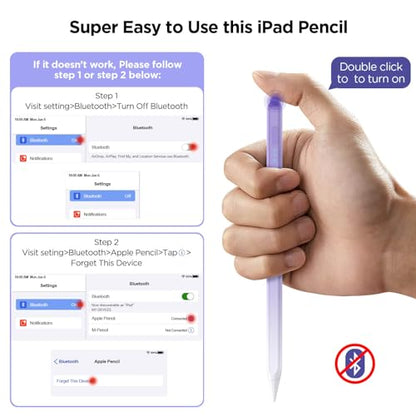 DEGGE Stylus Pen for iPad A16/A14/A13/A12/A11/A10/A9/A8/A7/A6, Fast Charge, Palm Rejection, Compatible with iPad Air 3/4/5, iPad Pro 11/12.9-inch, iPad Mini 5/6