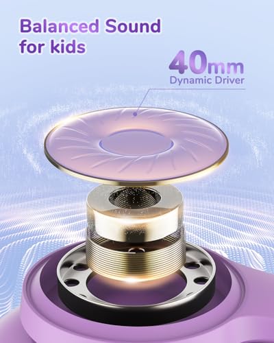 iClever BTH26 Headphones 40mm Dynamic Driver Bluetooth 5.4 Active Noise Cancellation Over Ear Kids Headphones