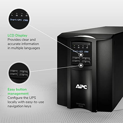 APC 1500VA SMT1500C 120V 1000W 50-60Hz Sinewave UPS Battery Backup