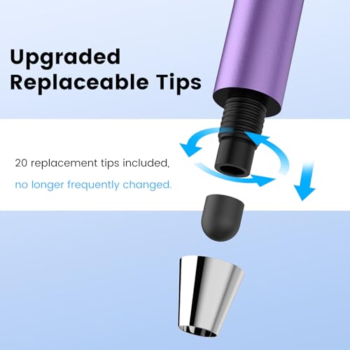 MEKO 10 Pack Thin Rubber Tip Stylus with 20 Replaceable Tips for Touchscreen Devices