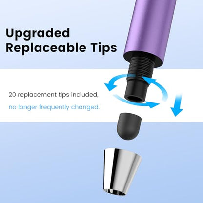 MEKO 10 Pack Thin Rubber Tip Stylus with 20 Replaceable Tips for Touchscreen Devices