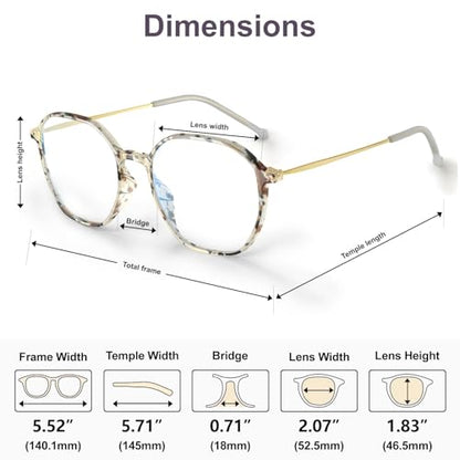 VISOONE Medium Rane_090BLB Reading Glasses Full Rim Slim TR90 Blue Light Blocking Eyewear