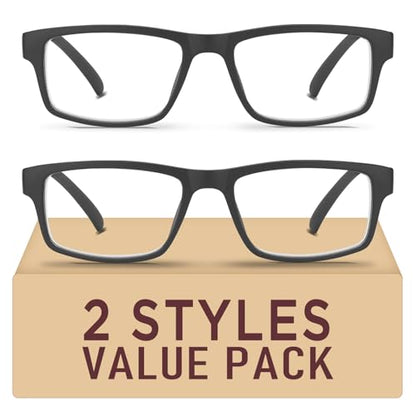 Kitchasy 51mm Reading Glasses 1.0x Magnification UV400 Blue Light Blocking Full Rim Square Adult