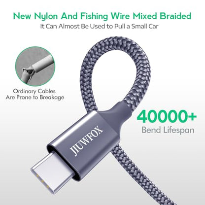 JIUWFOX 5-Piece USB to USB-C Cable Set, Male to Male, 3/3/6/6/10 ft, 3A Fast Charging