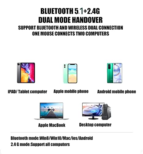 PEIBO Bluetooth Wireless USB/USB C Adapter Mouse Model 8541646059 Optical 1600DPI Computer Mouse