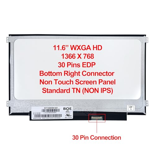 Rinbers Tech 11.6" 1366x768 LCD Display Non-Touch Panel 30 Pin EDP LCD Replacement