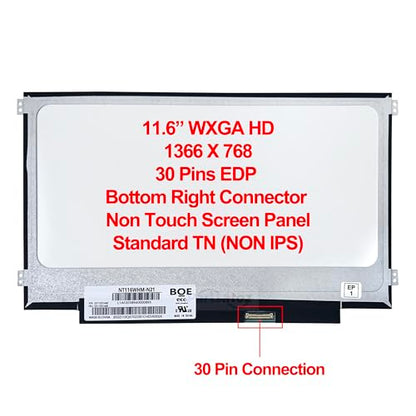 Rinbers Tech 11.6" 1366x768 LCD Display Non-Touch Panel 30 Pin EDP LCD Replacement