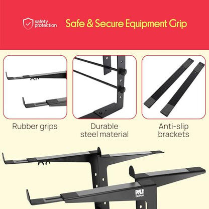 Pyle Portable Dual Laptop Stand PLPTS38 - Height Adjustable, Anti-Slip Features, Black