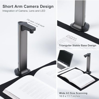 Kitnery 13MP Document Scanner Camera A3 Resolution CMOS Optical Sensor