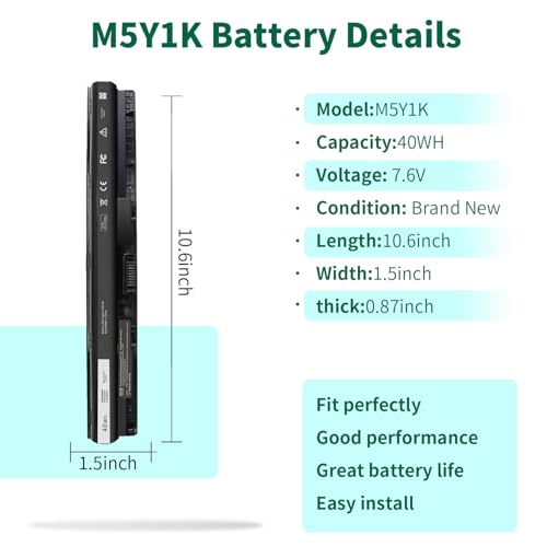 DMKAOLLK 40Wh M5Y1K 14.8V Laptop Battery for Dell Inspiron 14 15 17 Series