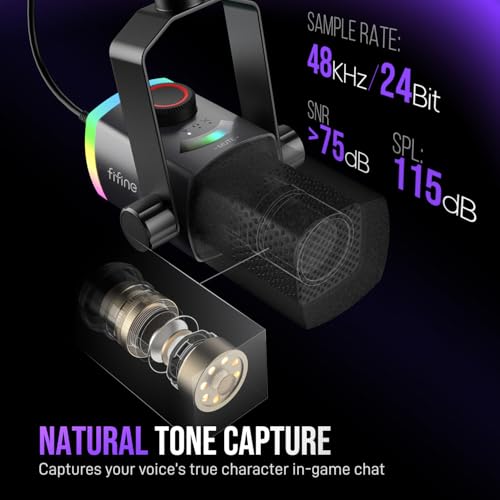 FIFINE Dynamic Microphone AM8PROT USB/XLR Black 20Hz-20kHz USB, XLR Multiple Input Compatible Microphone