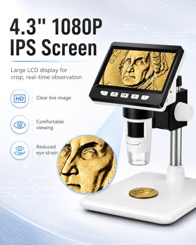 AOPICK 4.3" 307-B Digital Microscope 1000X USB-C Rechargeable LED