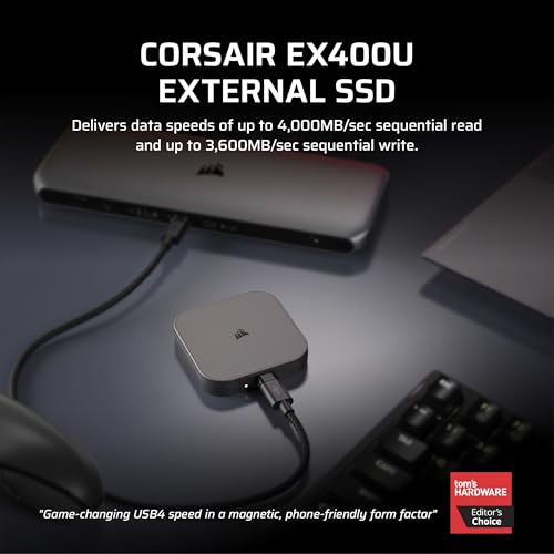 Corsair 2TB CSSD-EX400U2TB Compact External SSD USB4 Thunderbolt 3.2 Gen 2