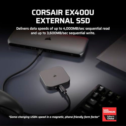 Corsair 2TB CSSD-EX400U2TB Compact External SSD USB4 Thunderbolt 3.2 Gen 2