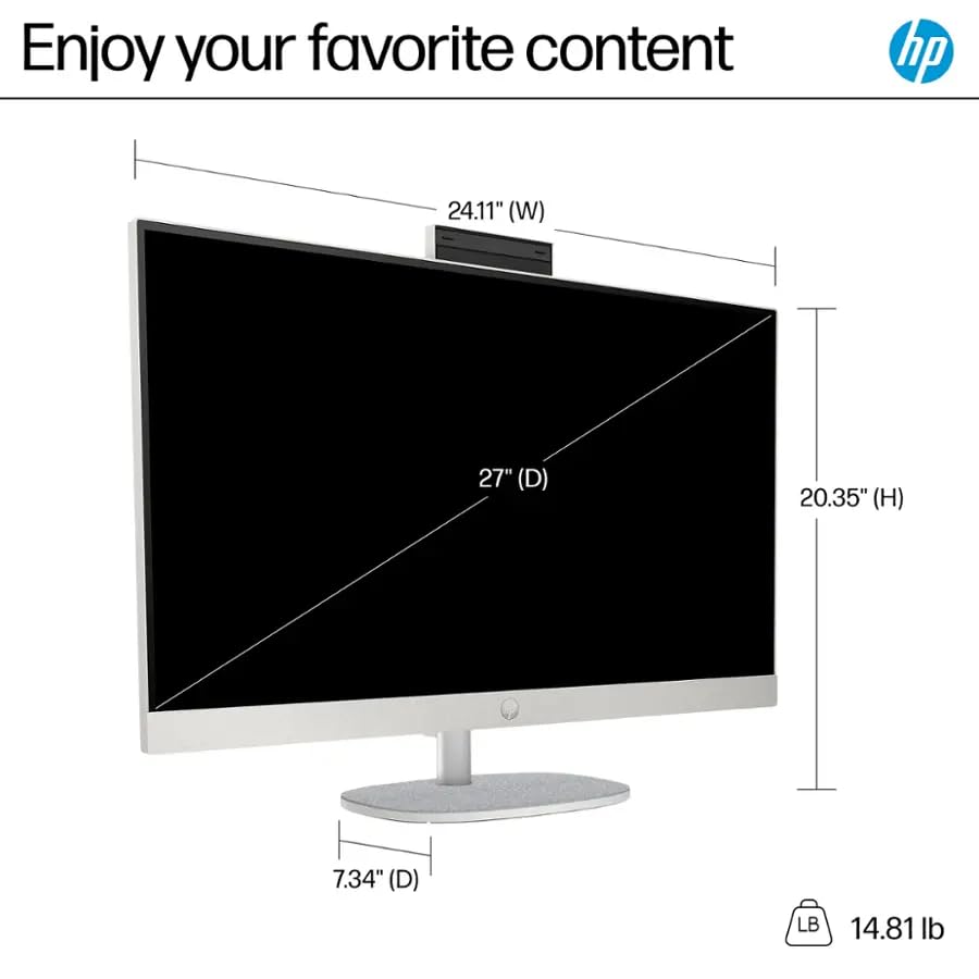 HP 27" All-In-One Desktop Computer Ryzen 5 7520U 1920x1080 IPS LED