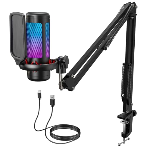 TONOR 16x6x5.4 TC310+ USB Condenser Microphone with Boom Arm