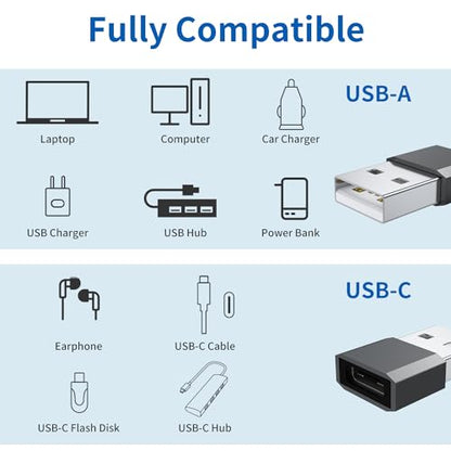 QianLink USB C to USB Male Adapter 4 Pack, Aluminum Alloy, 25 Watts, Type A Connector