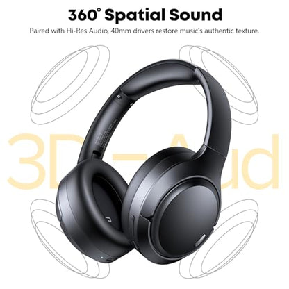 TAGRY Over Ear Headphones A18 Bluetooth 6.0 120 Hours Playtime Active Noise Cancellation