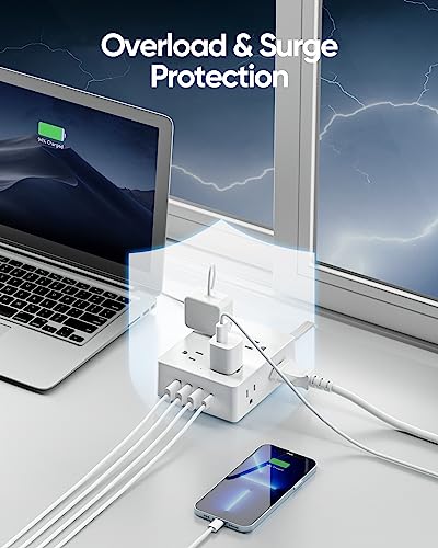 Olcorife 8-Outlet Power Strip with 4 USB Ports and 10 ft Cord