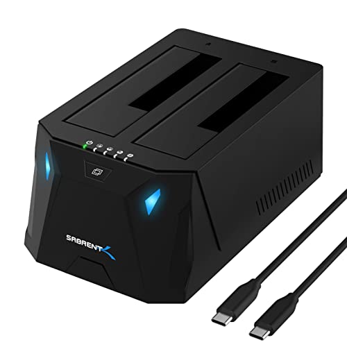 SABRENT 2.5” Dual Bay Hard Drive Docking Station EC-CH2B USB Type C 40TB