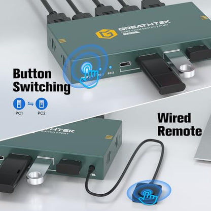 GREATHTEK USB 3.0 KVM Switch 2 Port HDMI S7232H-A 3840x2160 60Hz