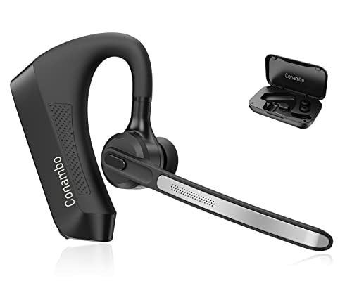 Conambo Bluetooth Headset K21 V5.1, Single Ear Wireless Earpiece with Dual Microphone Noise Cancellation, 16 Hours Talk Time, Compatible with iOS and Android